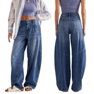 Pilcro The Georgia High Rise Barrel Jeans Curved Leg Denim